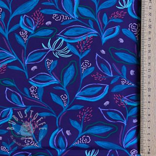 Baumwollstoff Leaves cobalt digital print