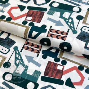 Baumwollstoff Vehicles off white digital print