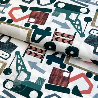 Baumwollstoff Vehicles off white digital print