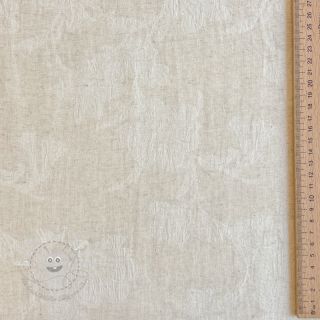 Baumwollstoff mit Leinen JACQUARD Flowers natural