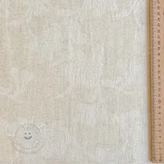 Baumwollstoff mit Leinen JACQUARD Flowers natural