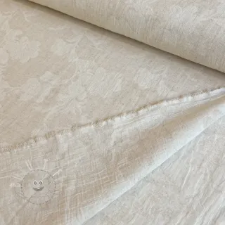 Baumwollstoff mit Leinen JACQUARD Flowers natural