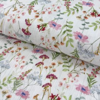 Double gauze/musselin Flower Sabrina white digital print