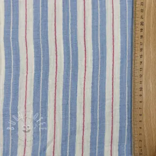 Double gauze/musselin YARN DYED Line blue