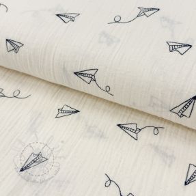 Double gauze/musselin EMBROIDERY Paper plane natural