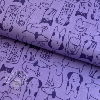 Baumwollstoff FLANNEL Dogs purplek