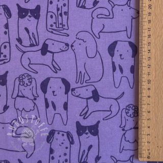Baumwollstoff FLANNEL Dogs purplek