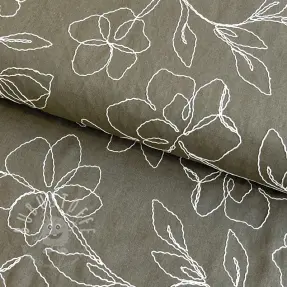 Viskosestoff leinen EMBROIDERY Flower Danielle pickle