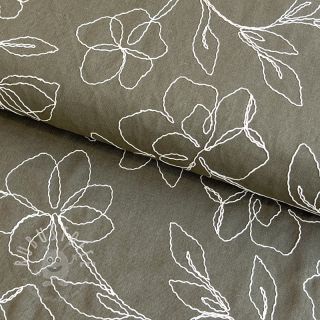 Viskosestoff leinen EMBROIDERY Flower Danielle pickle