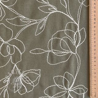 Viskosestoff leinen EMBROIDERY Flower Danielle pickle