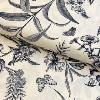 Viskosestoff leinen Floweria navy