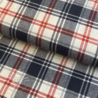Baumwollstoff YARN DYED CHECK BRUSHED navy brick