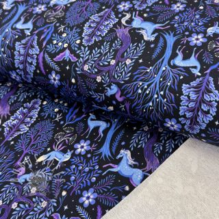 Sweatstoff Forest animals navy digital print