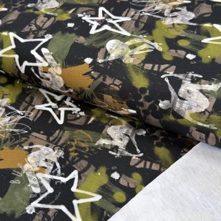 Sweatstoff Graffiti army green digital print