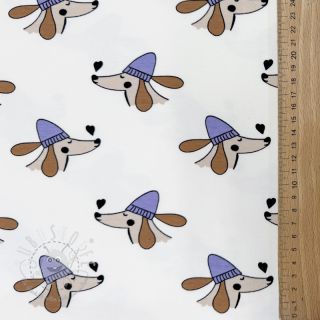 Sweatstoff Dogs and hearts off white