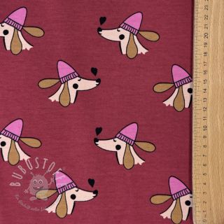 Sweatstoff Dogs and hearts red