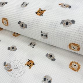 Waffelstoff Animals white digital print