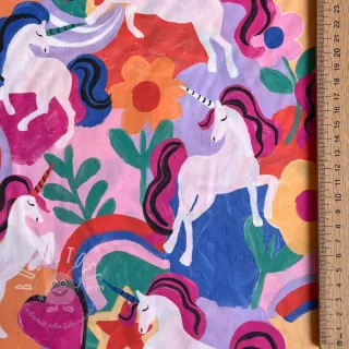 Baumwollstoff Unicorns multi digital print