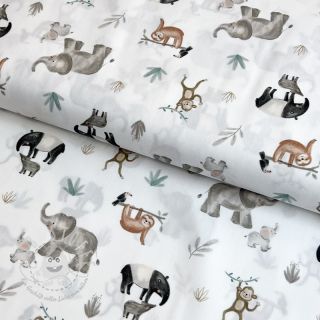 Baumwollstoff Safari off white digital print