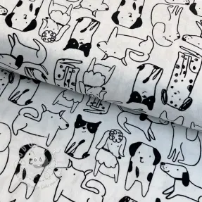 Baumwollstoff FLANNEL Dogs off white