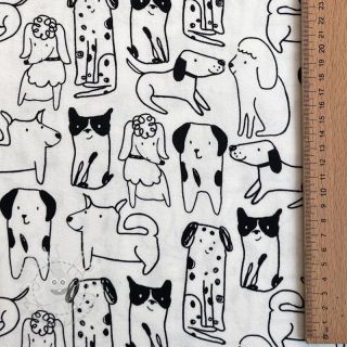 Baumwollstoff FLANNEL Dogs off white