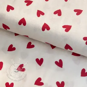 Bavlnená látka FLANNEL Hearts off white