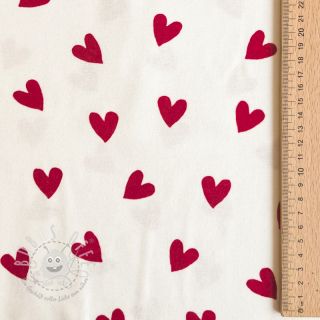 Baumwollstoff FLANNEL Hearts off white