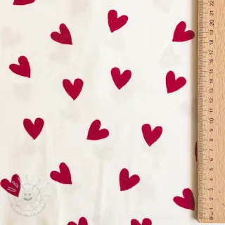 Baumwollstoff FLANNEL Hearts off white