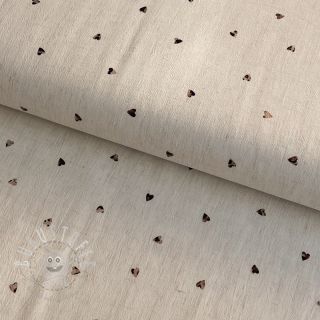 Viskosestoff leinen FOIL Hearts ecru