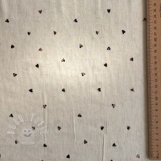 Viskosestoff leinen FOIL Hearts ecru