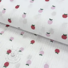 Double gauze/musselin Fruits apple white