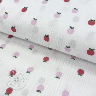 Double gauze/musselin Fruits apple white