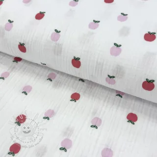 Double gauze/musselin Fruits apple white