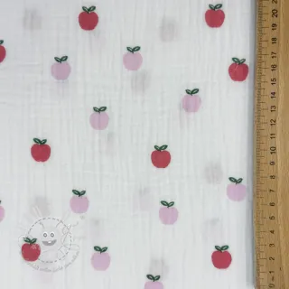 Double gauze/musselin Fruits apple white