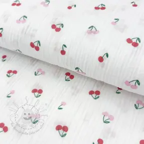 Double gauze/musselin Fruits cherry white