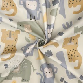 Regenmantel Stoff Safari animals ecru