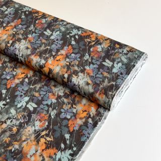 Viskosestoff SATIN Flowie Kin black digital print