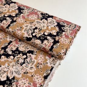 Viskosestoff SATIN Flowie Noe black digital print