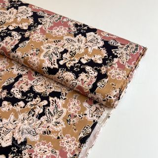 Viskosestoff SATIN Flowie Noe black digital print