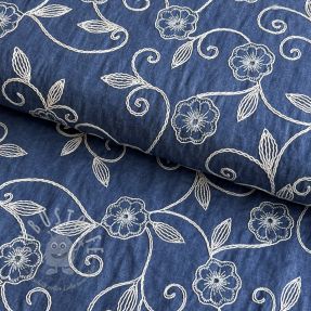 Baumwollstoff JEANS EMBROIDERY Flowers
