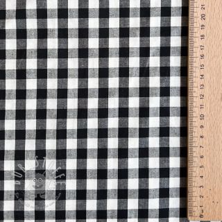 Baumwollstoff Checks black white 1-side border