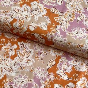Viskosestoff SATIN Flowie Noe orange digital print