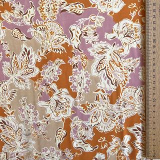 Viskosestoff SATIN Flowie Noe orange digital print
