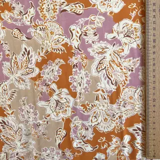 Viskosestoff SATIN Flowie Noe orange digital print