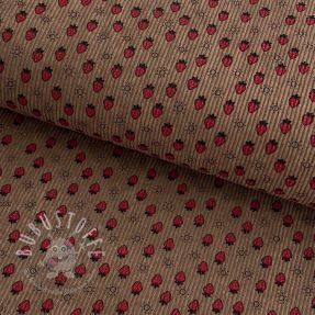 Cord STRETCH Little strawberries taupe