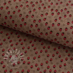 Cord STRETCH Little strawberries taupe