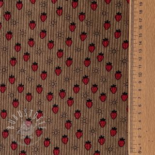 Cord STRETCH Little strawberries taupe