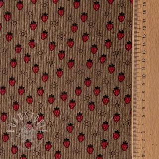 Cord STRETCH Little strawberries taupe