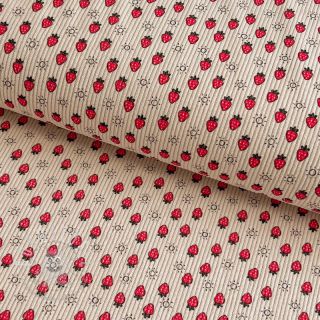 Cord STRETCH Little strawberries light sand