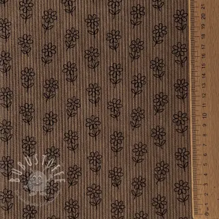 Cord STRETCH Little flower taupe